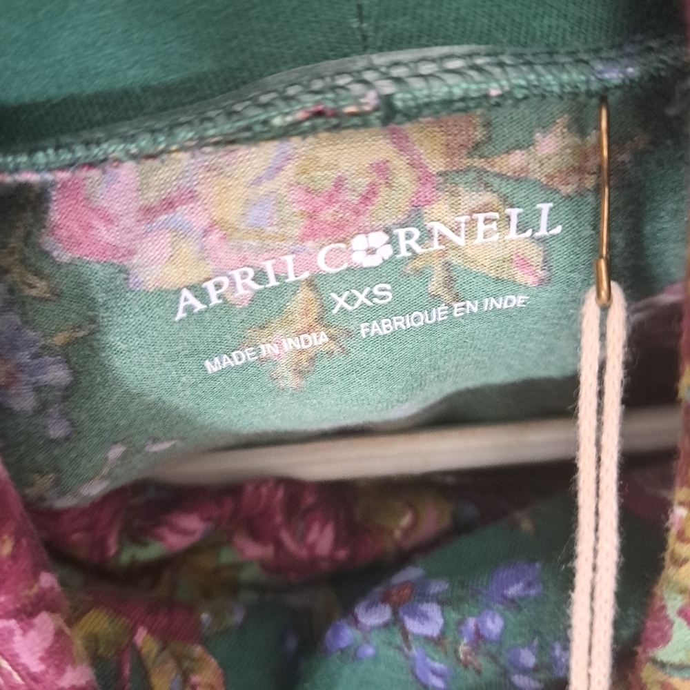 APRIL CORNELL forest comfort jersey tunic floral cowl neck long sleeve top  XXS - Picture 9 of 11